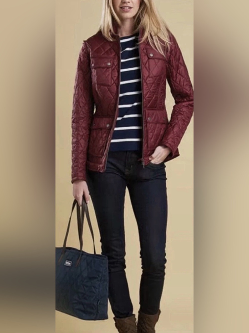 Stunning EUC berry colored Barbour Quilted Burgundy Puffer Jacket